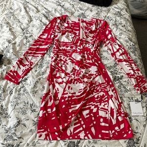 Pink and white Calvin Klein patterned dress